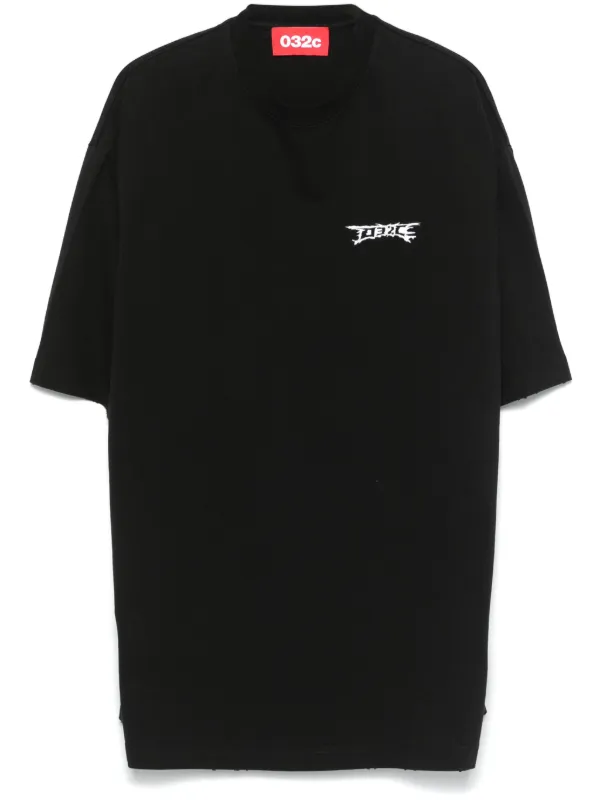 ★032c★ U NERVE SHATTER OVERSIZED TSHIRT WASHED BLACK 32CU2 NERVE SHATTER