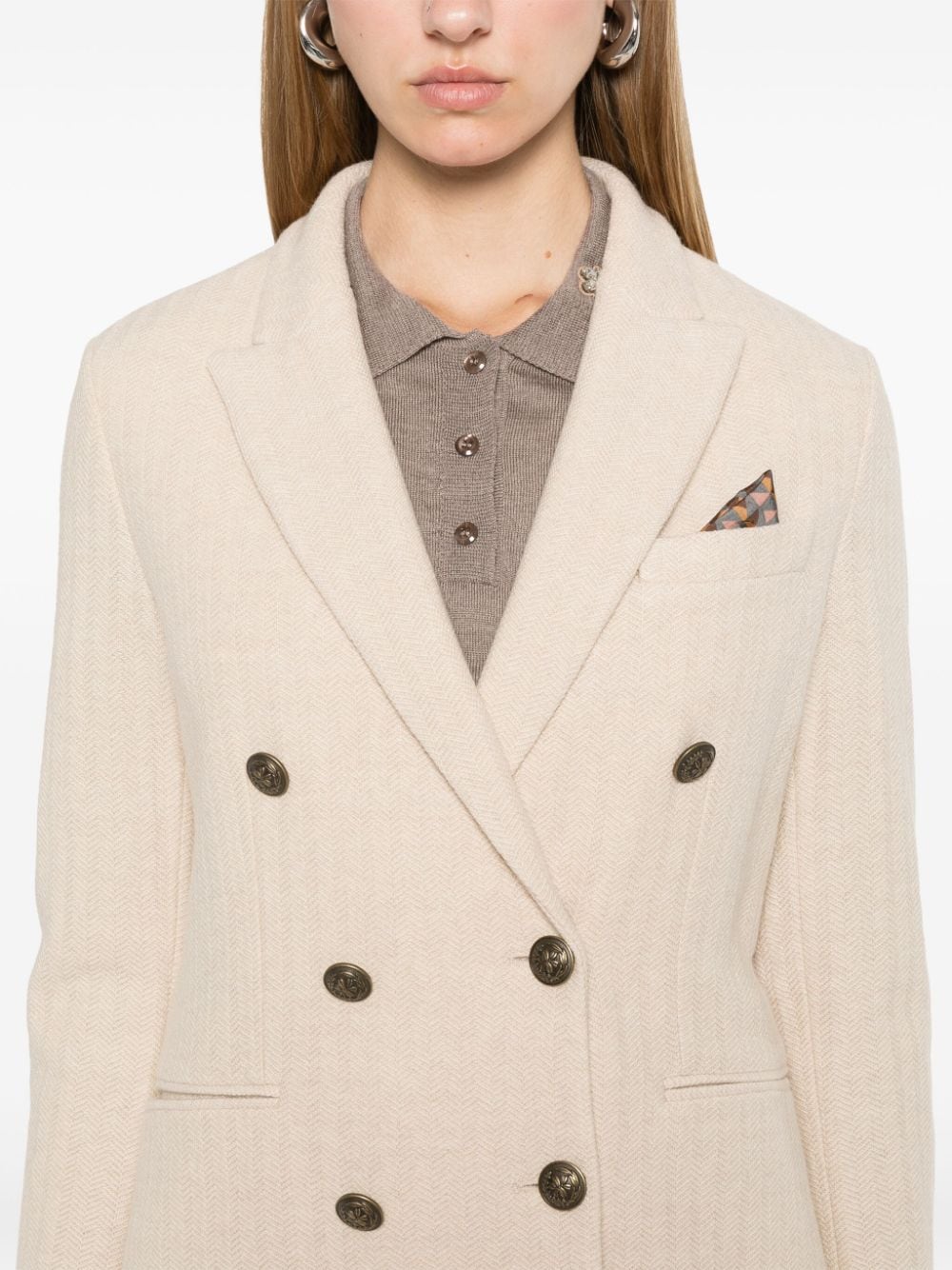 Shop Circolo 1901 Herringbone Blazer In Neutrals