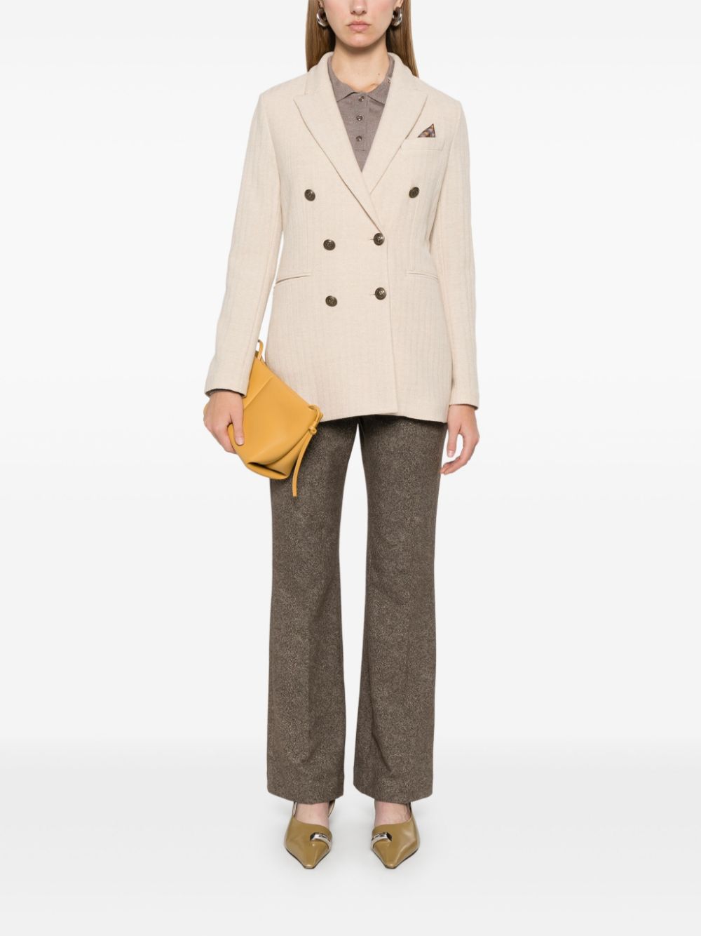 Shop Circolo 1901 Herringbone Blazer In Neutrals