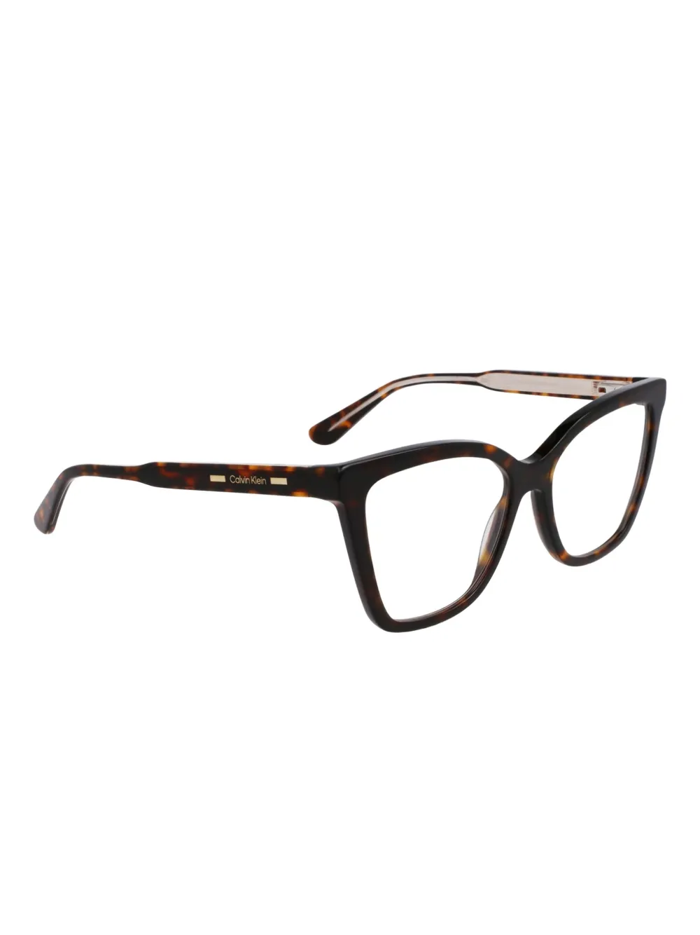 Calvin Klein Bril met vierkant montuur en schildpadschild design Bruin