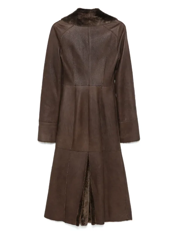Giorgio Armani Pre-Owned 2000s Leather Coat | Brown | FARFETCH GR 