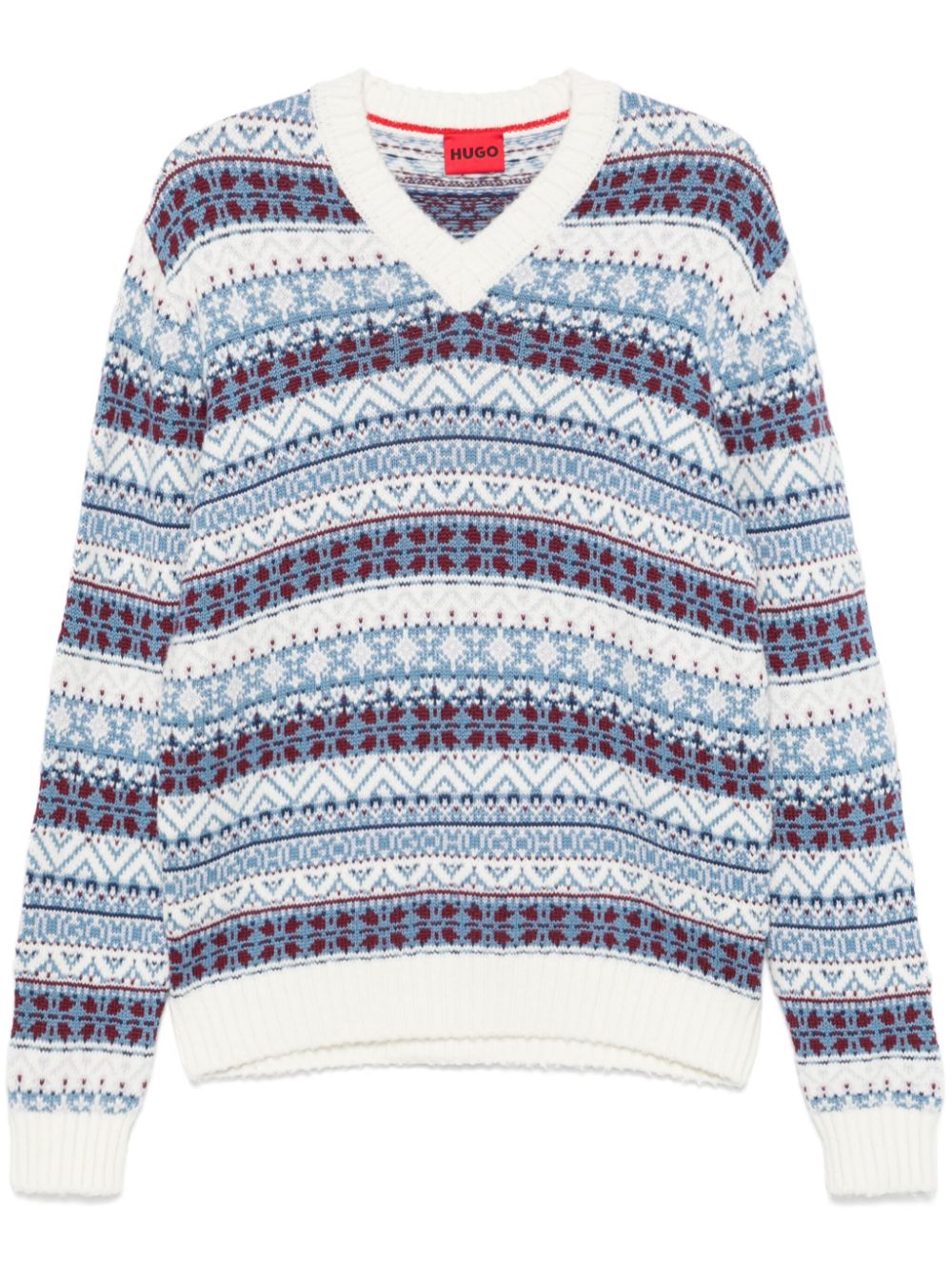 Shop Hugo Fair Isle Intarsia Sweater In White