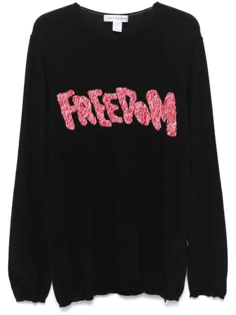 Comme Des Garçons Shirt Freedom-embroidered sweater