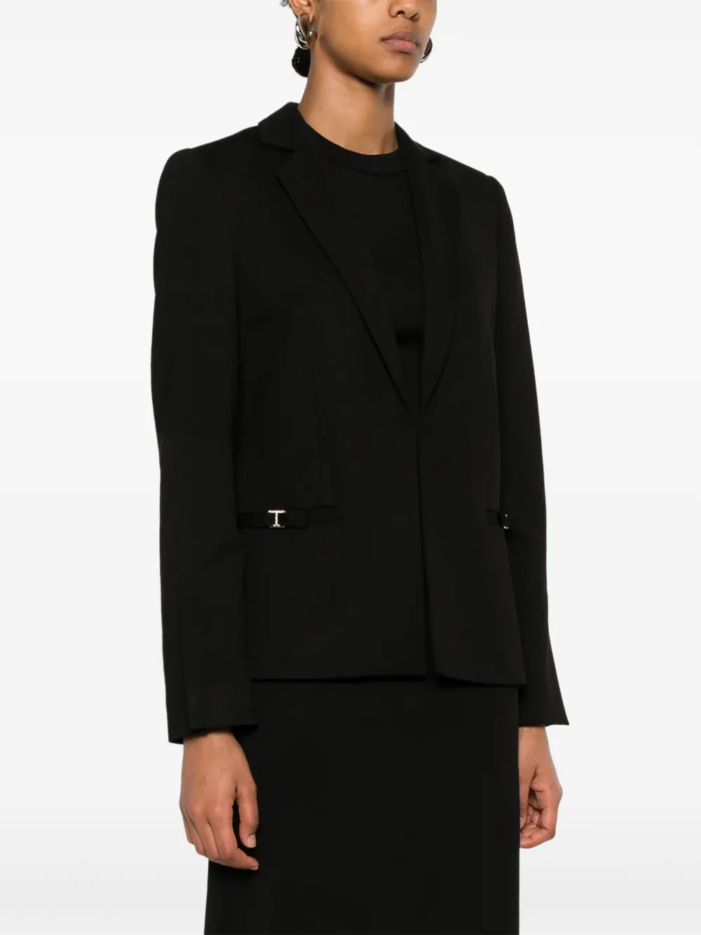 Shop Twinset Oval T-logo Blazer In Black