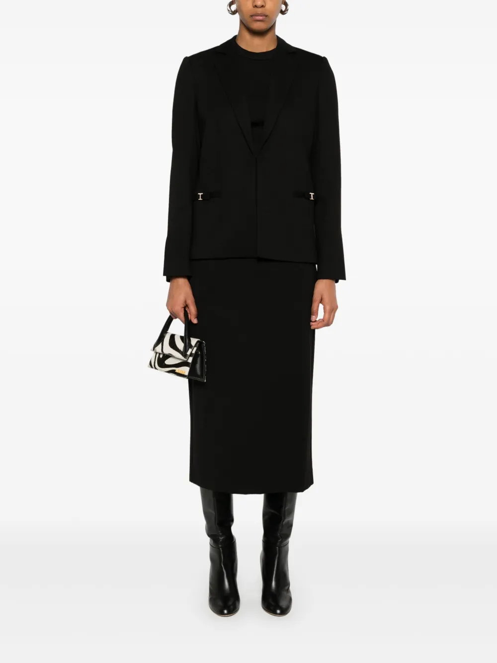 Shop Twinset Oval T-logo Blazer In Black