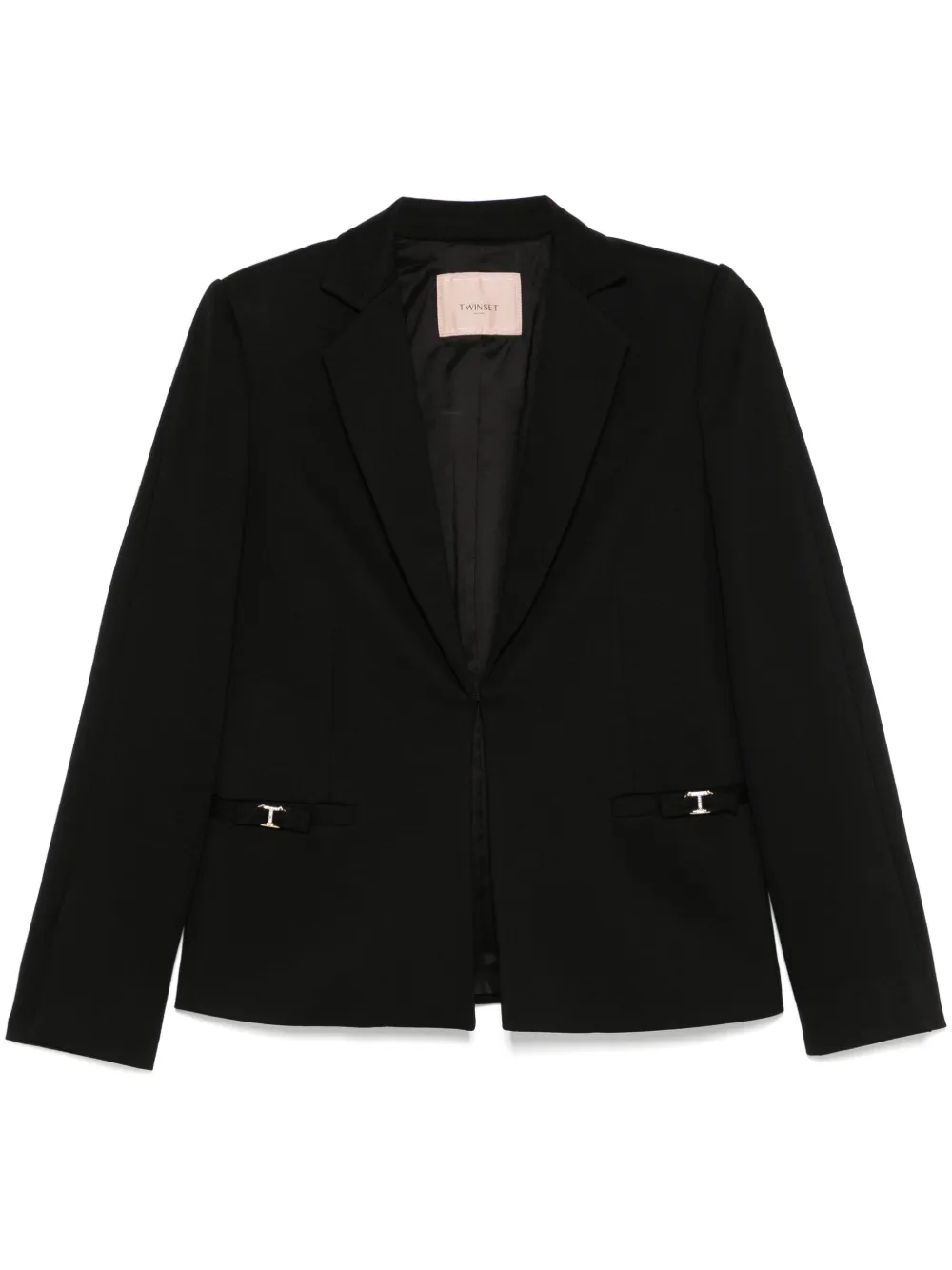 Shop Twinset Oval T-logo Blazer In Black