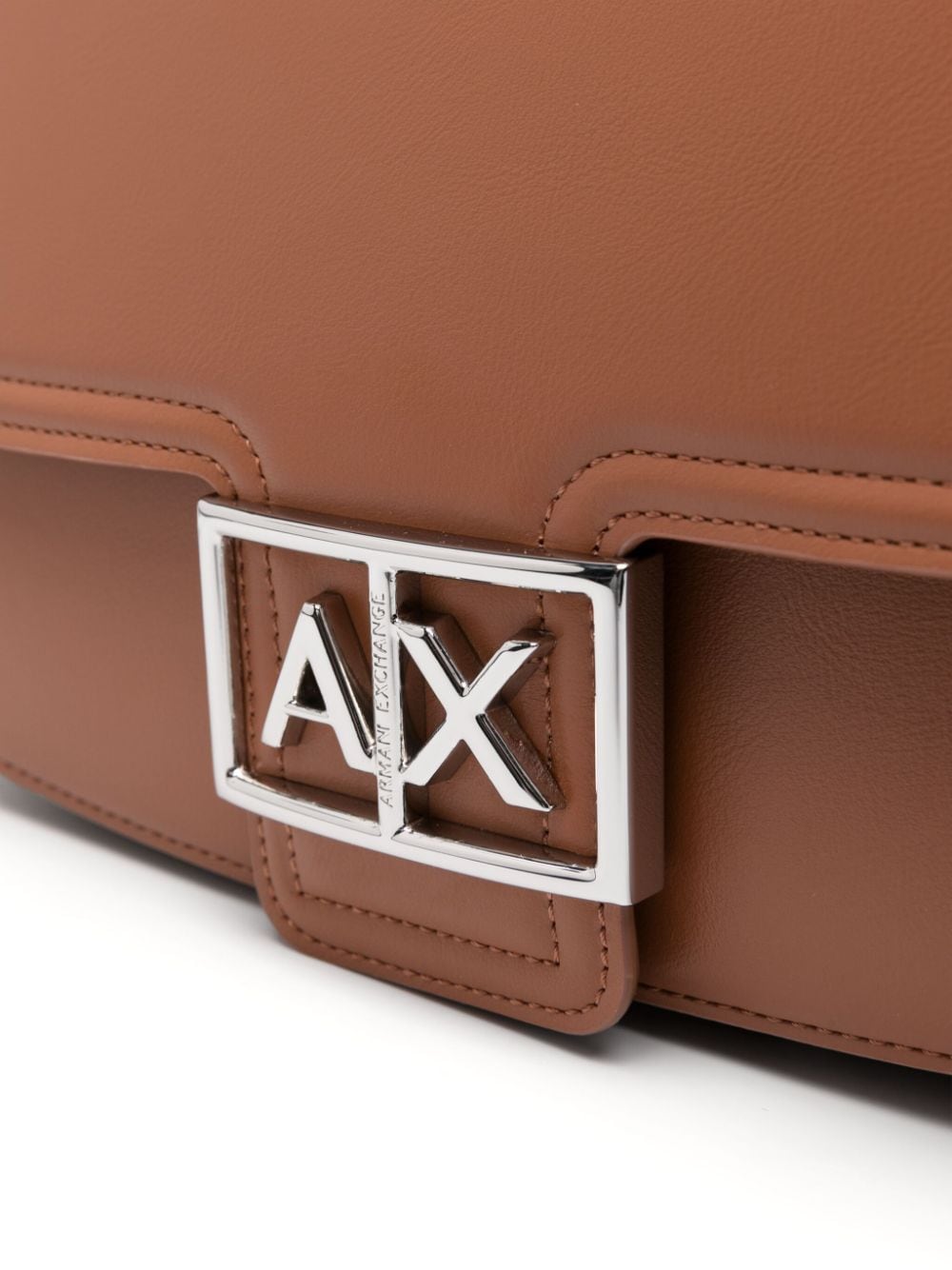 Shop Armani Exchange Logo-buckle Cross Body Bag In Brown