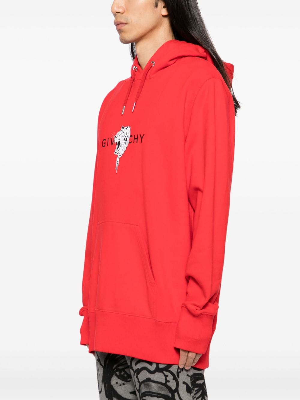 Shop Givenchy Tiger Print Hoodie In Red