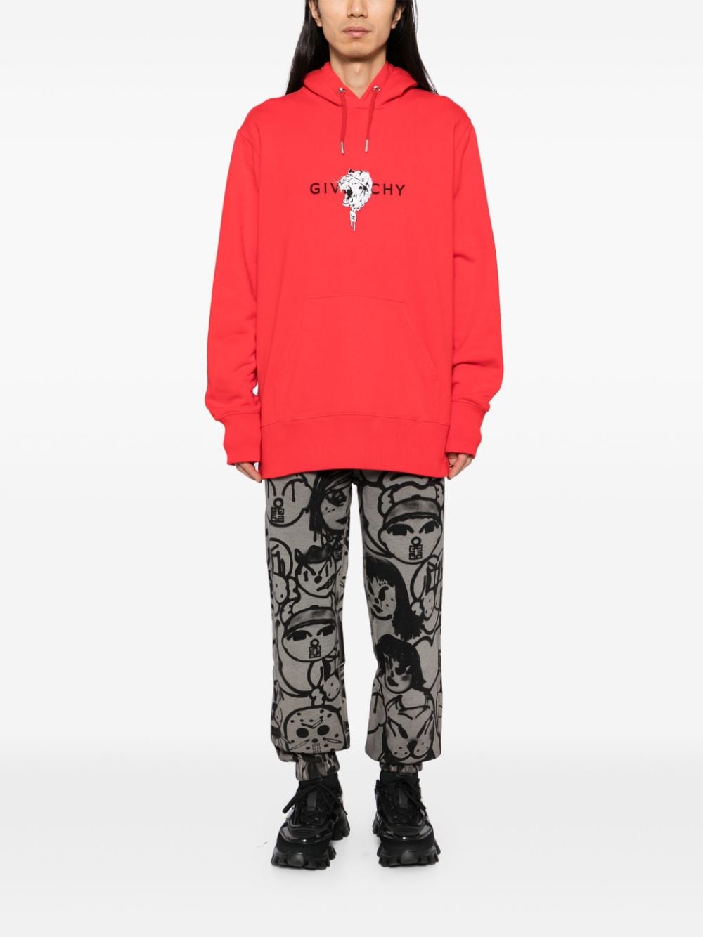 Shop Givenchy Tiger Print Hoodie In Red