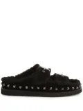 Ash buckled shearling sandals - Black