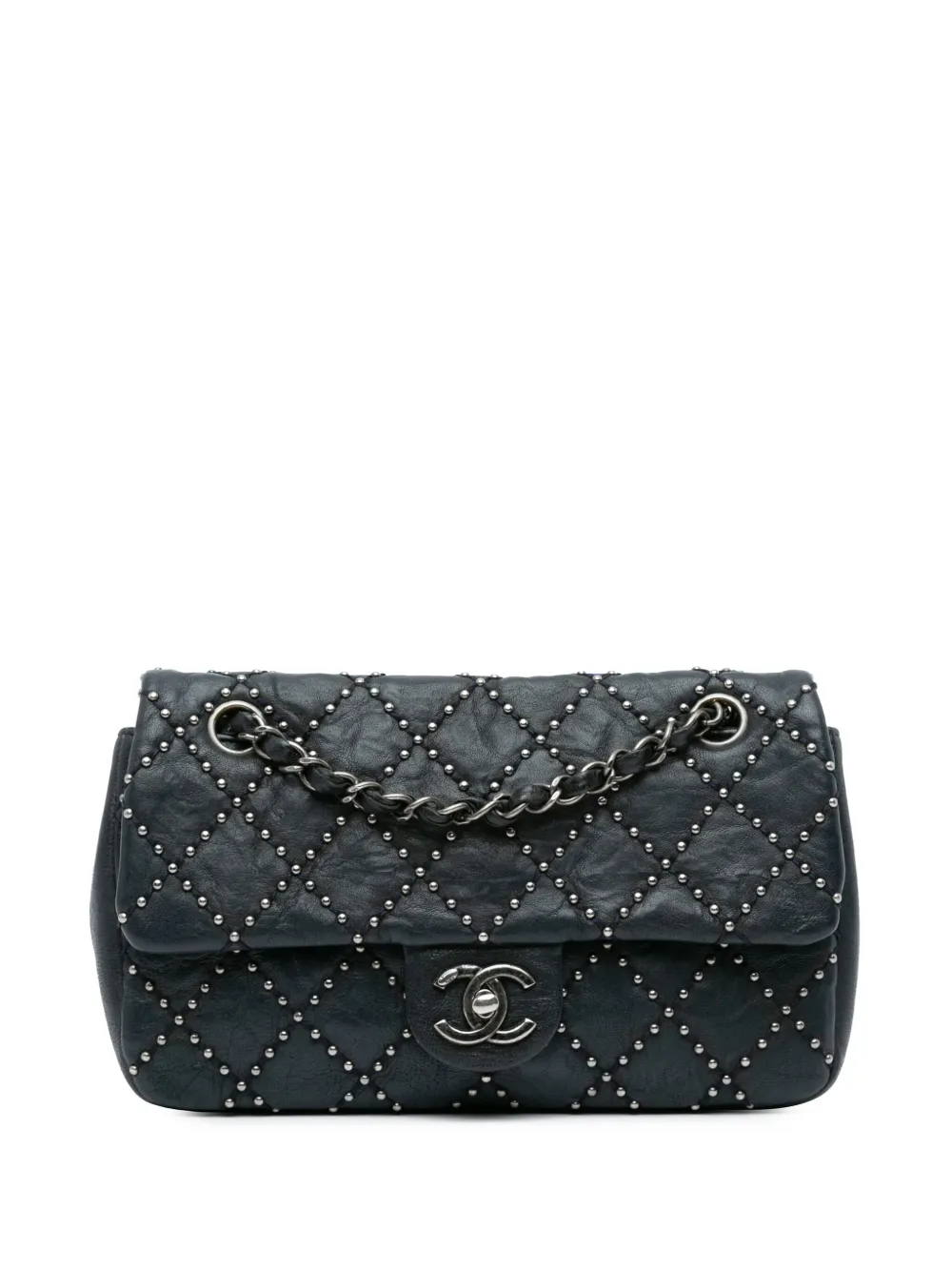 CHANEL Pre-Owned 2014 Washed Lambskin Studded Metal Beauty Flap shoulder bag – Black