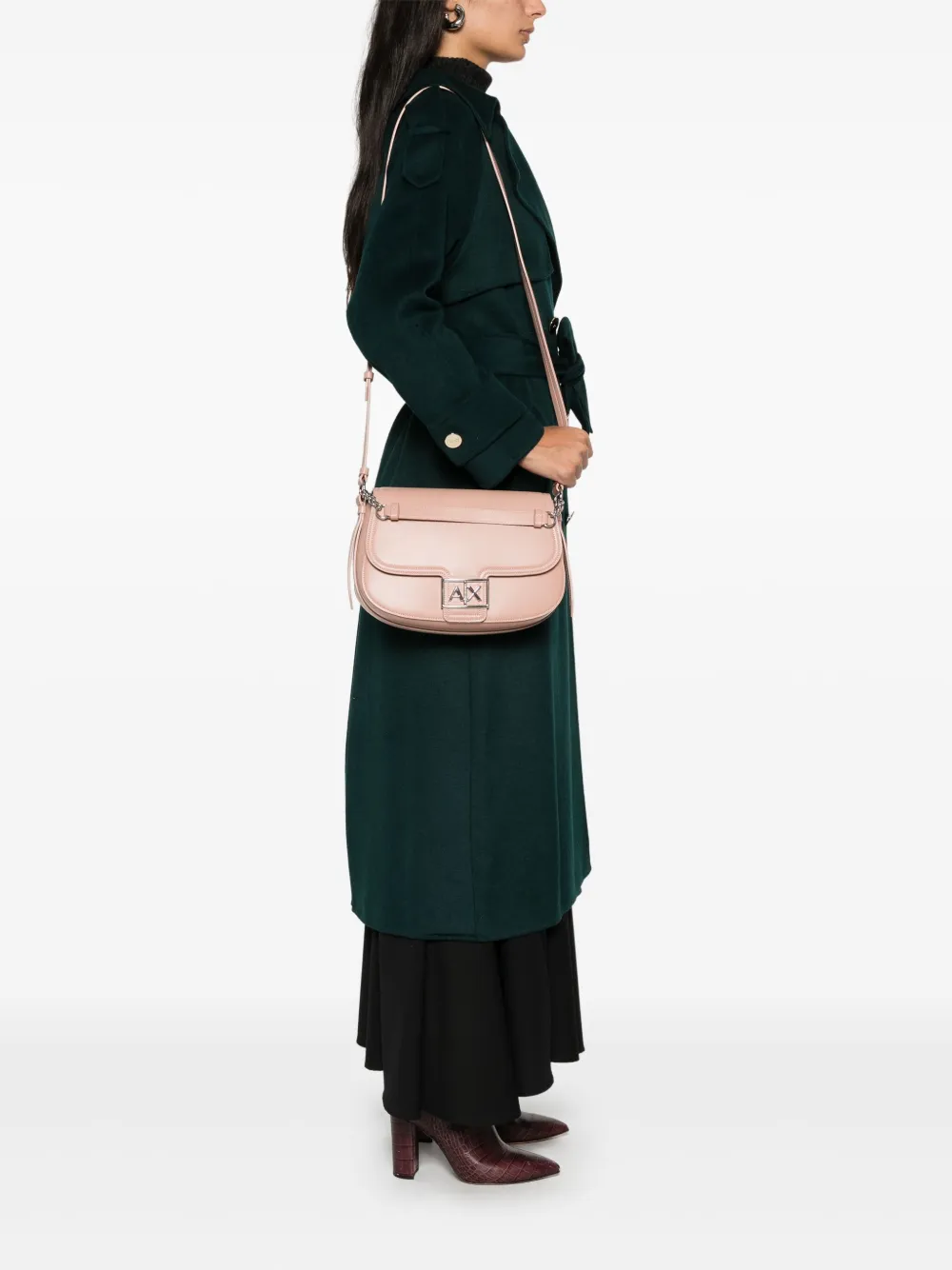 Armani Exchange monogram-plaque cross body bag - Roze