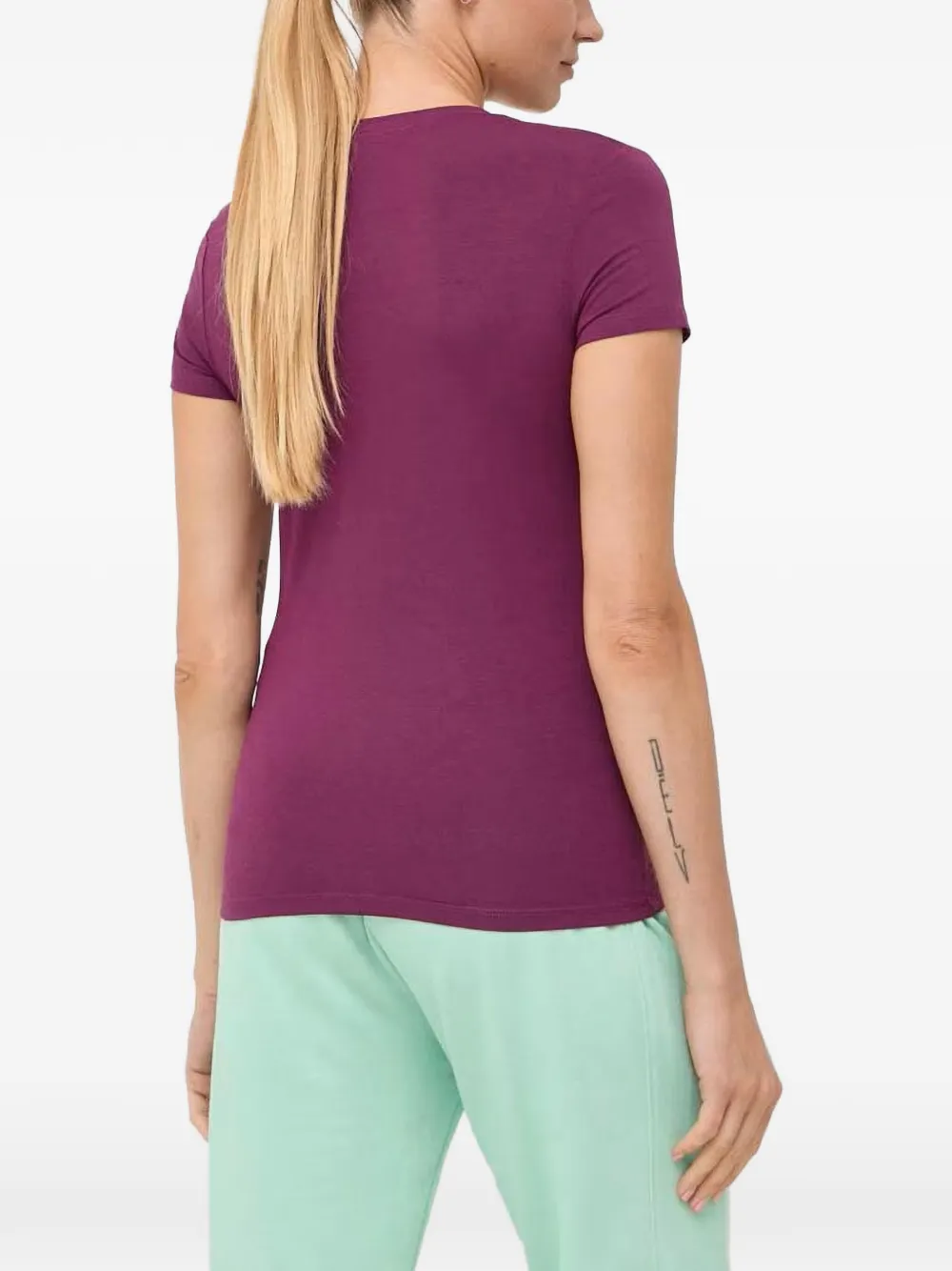 Patrizia Pepe Slim-fit T-shirt met logo Paars