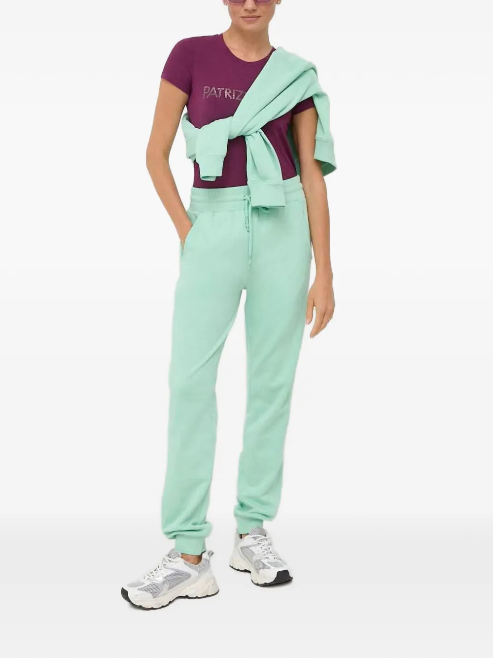 Patrizia Pepe Slim-fit T-shirt met logo Paars
