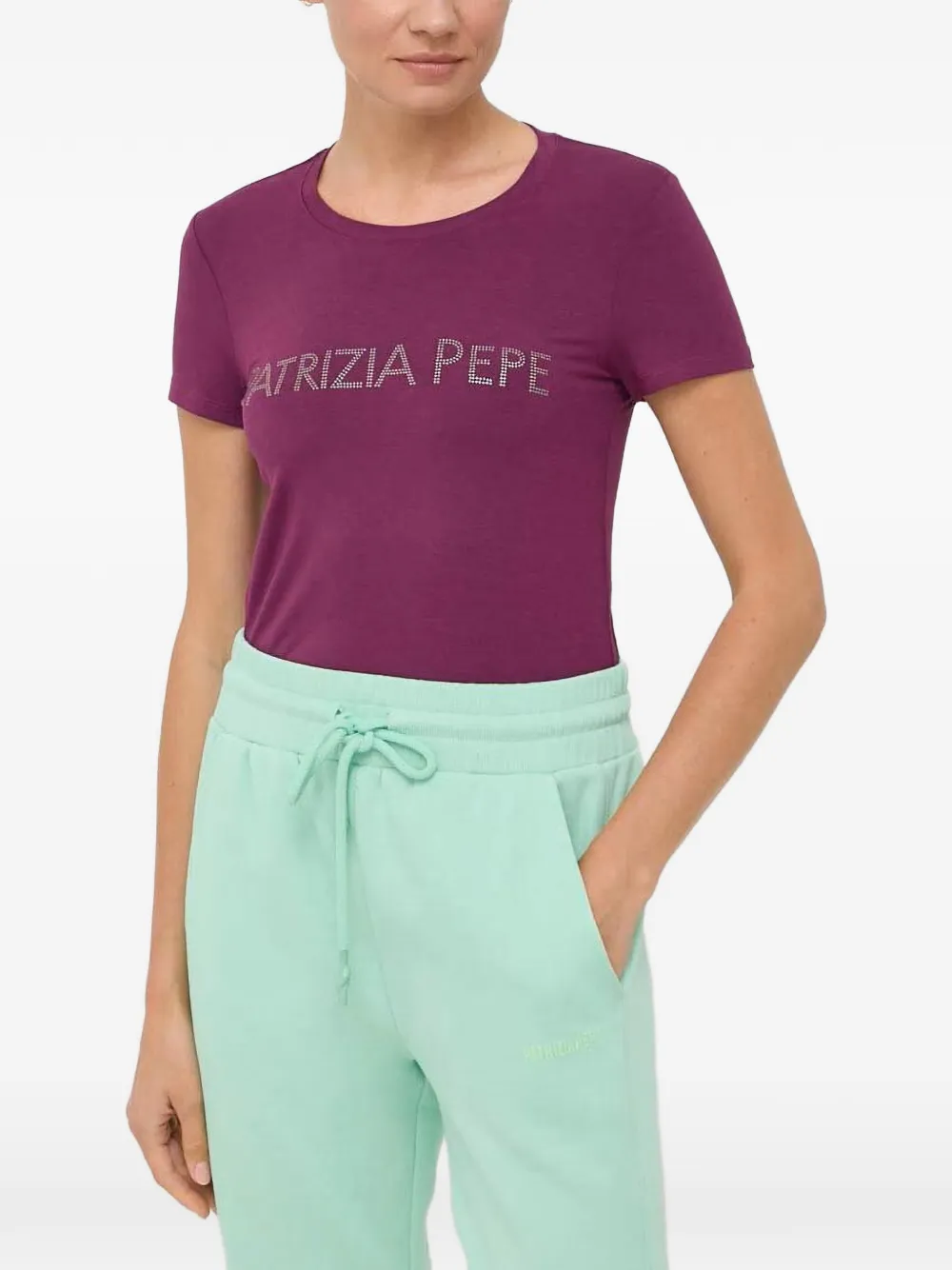 Patrizia Pepe logo slim-tshirt - Viola