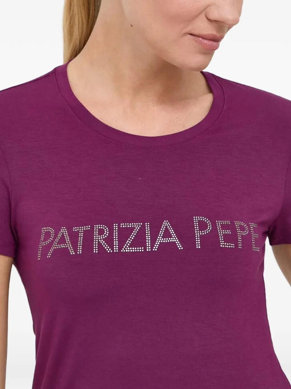 Patrizia Pepe Slim-fit T-shirt met logo Paars