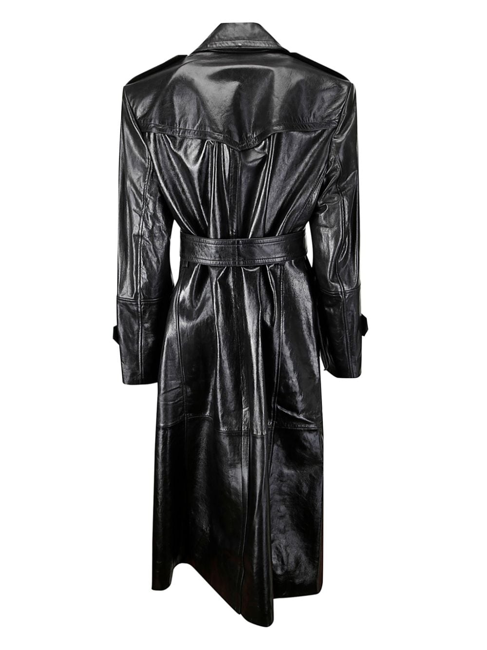 Sportmax leather trench coat - Zwart