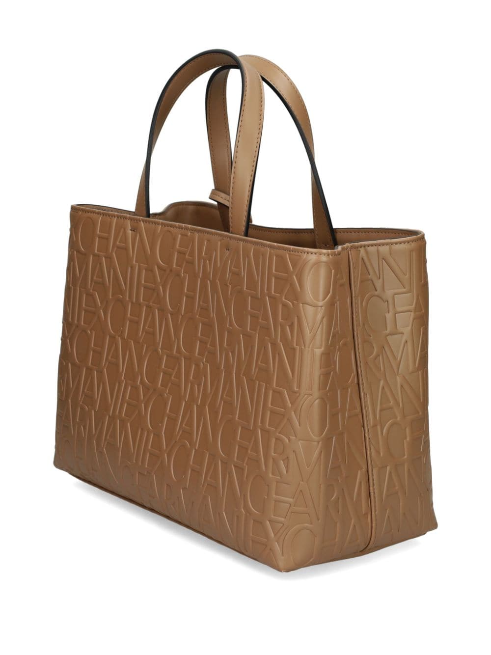 Shop Armani Exchange Logo-embossed Tote Bag In Brown