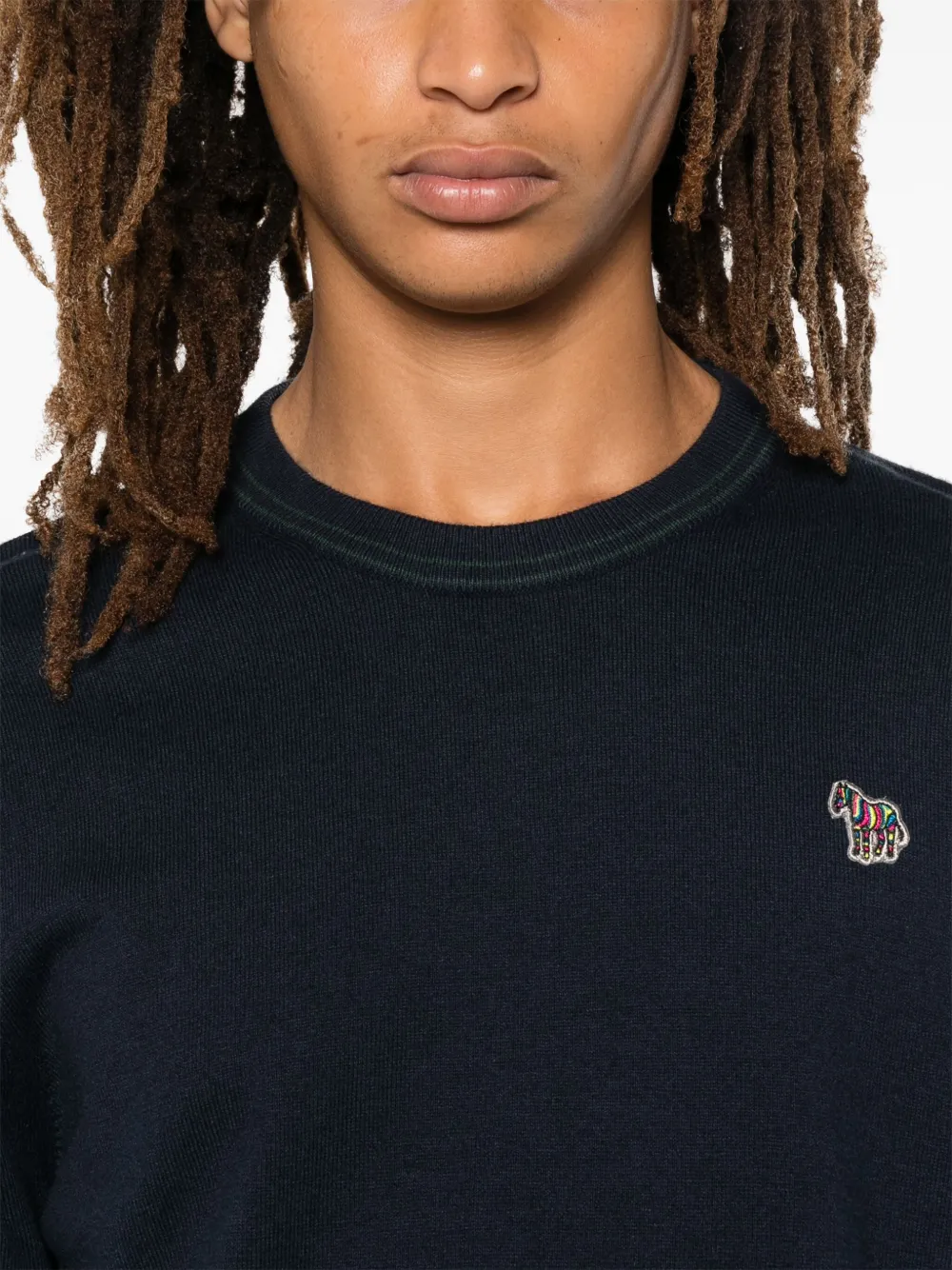 Ps By Paul Smith Zebra-logo Sweater In Blue