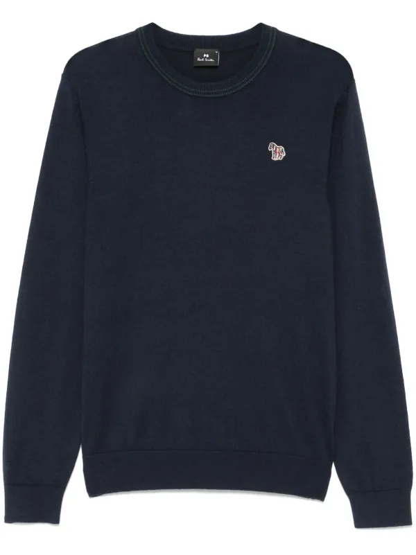 Sweat Paul Smith Homme – Bleu Marine, Grand Logo Zèbre, Coton, Taille L
