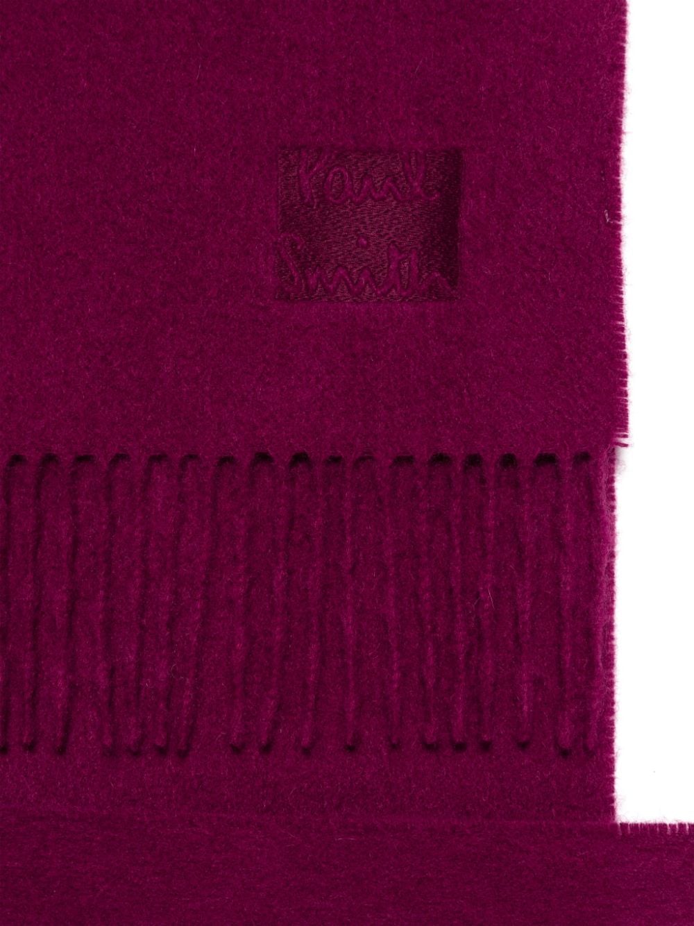 Shop Paul Smith Embroidered-logo Cashmere Scarf In Purple