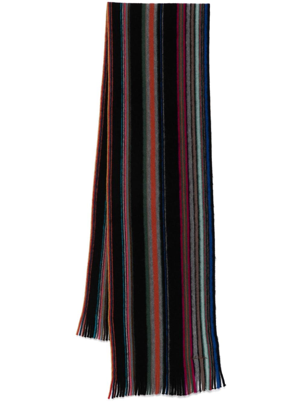 Shop Paul Smith Striped Merino-wool Scarf In Black