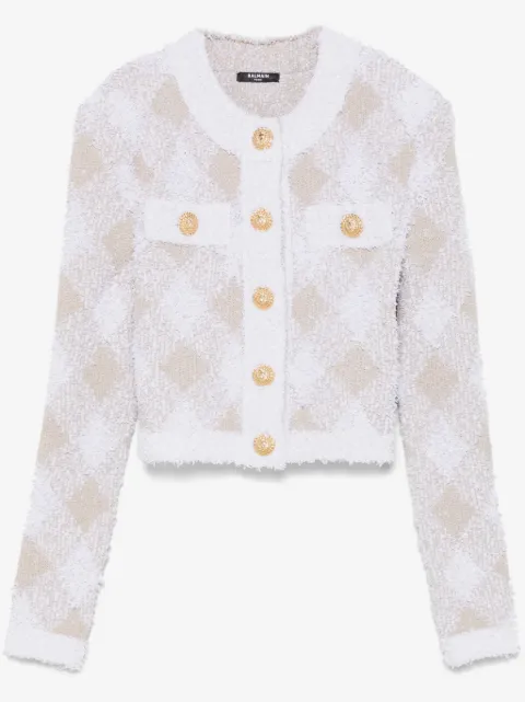 Balmain chamarra de tweed con motivo de cuadros gingham