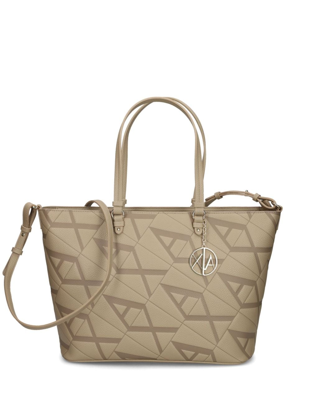 Shop Armani Exchange Logo-print Tote Bag In Neutrals