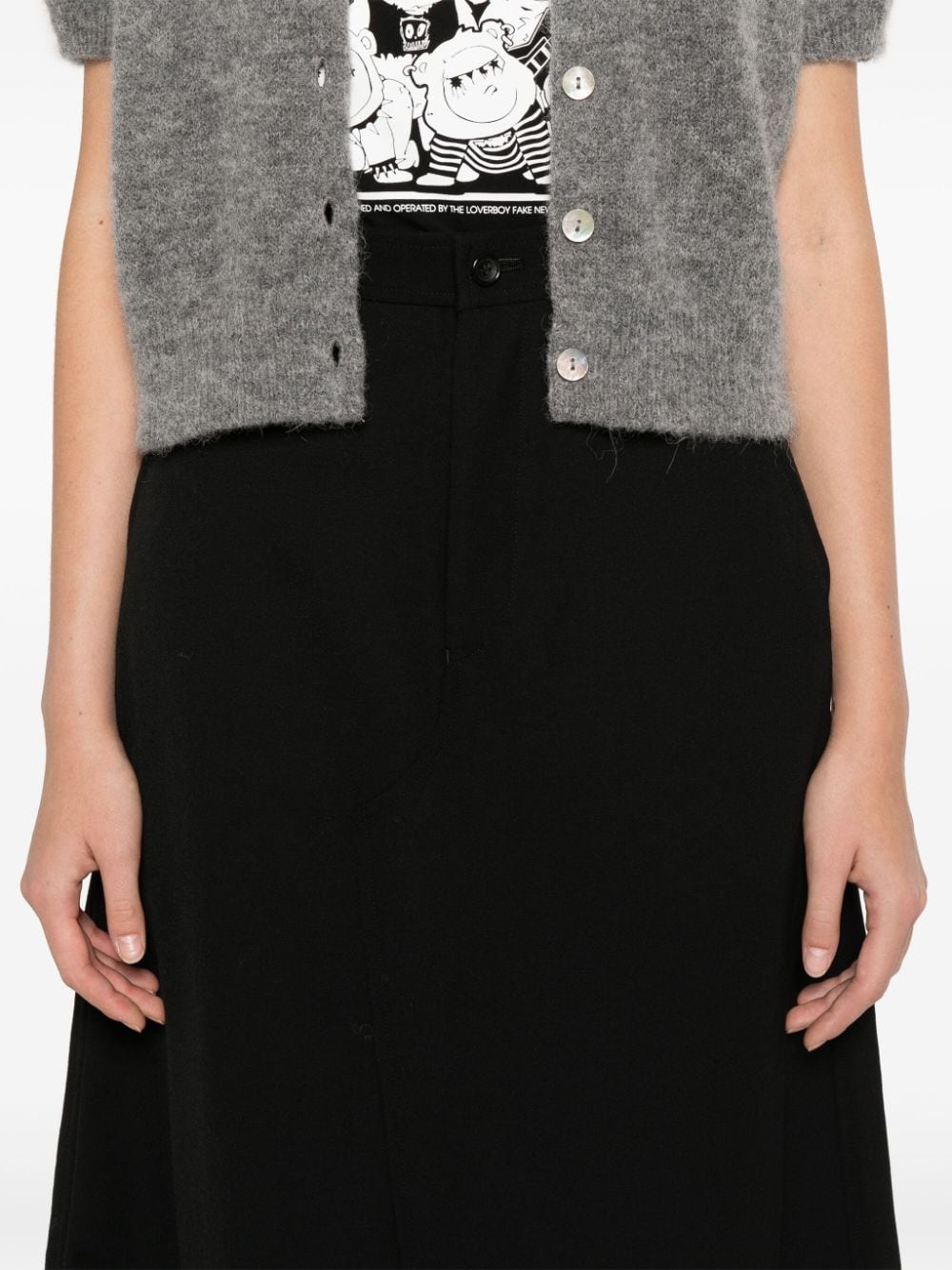 Shop Comme Des Garçons Comme Des Garçons Wool Midi Skirt In Black