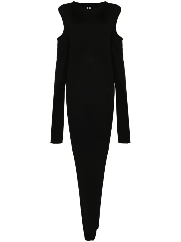 RICKOWENS♡ カットアウト コットンポプリン マキシドレス Rick Owens カットアウト マキシドレス | ブラック | FARFETCH JP