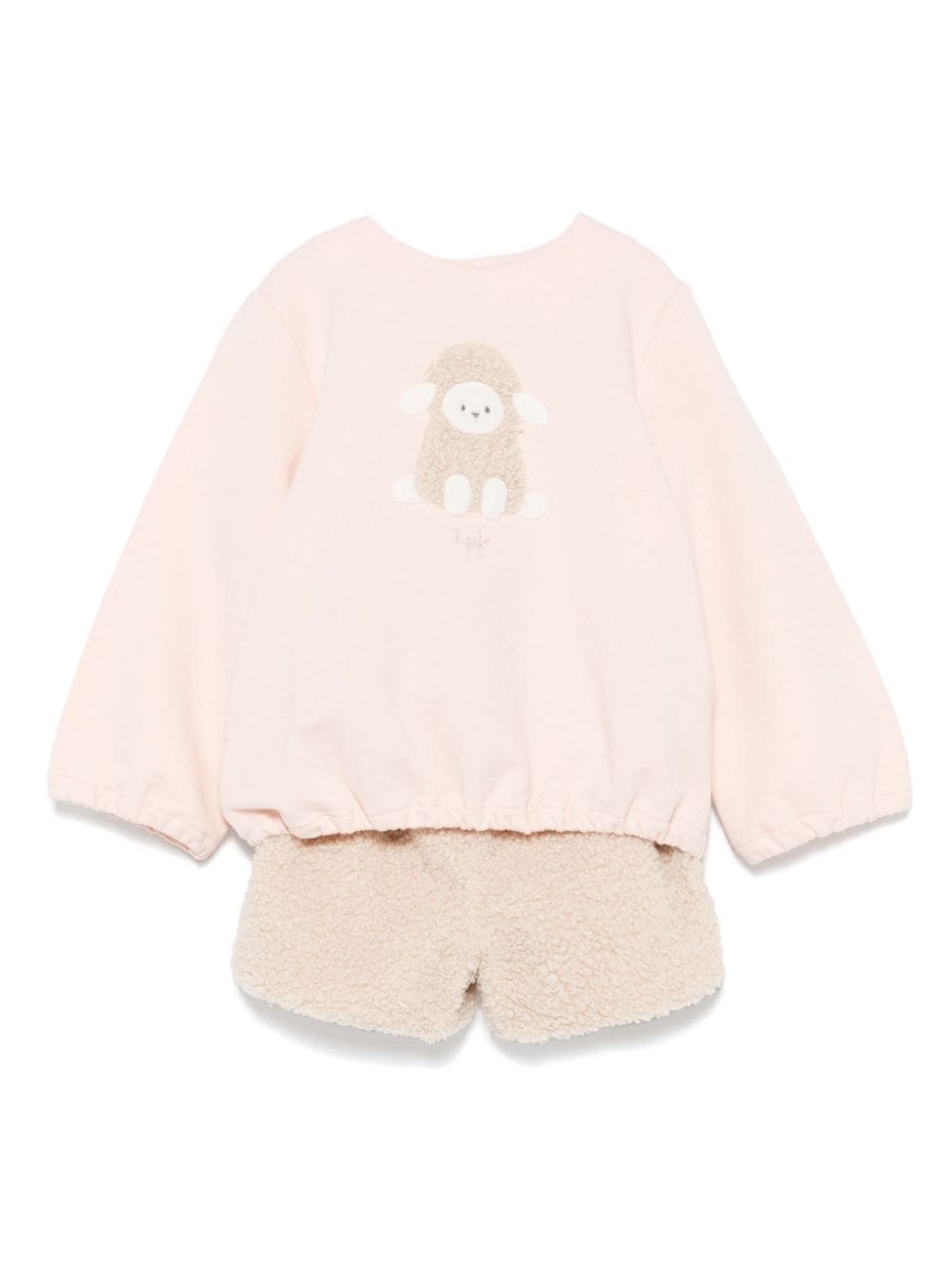 Il Gufo sheep-appliqué short set - Rosa