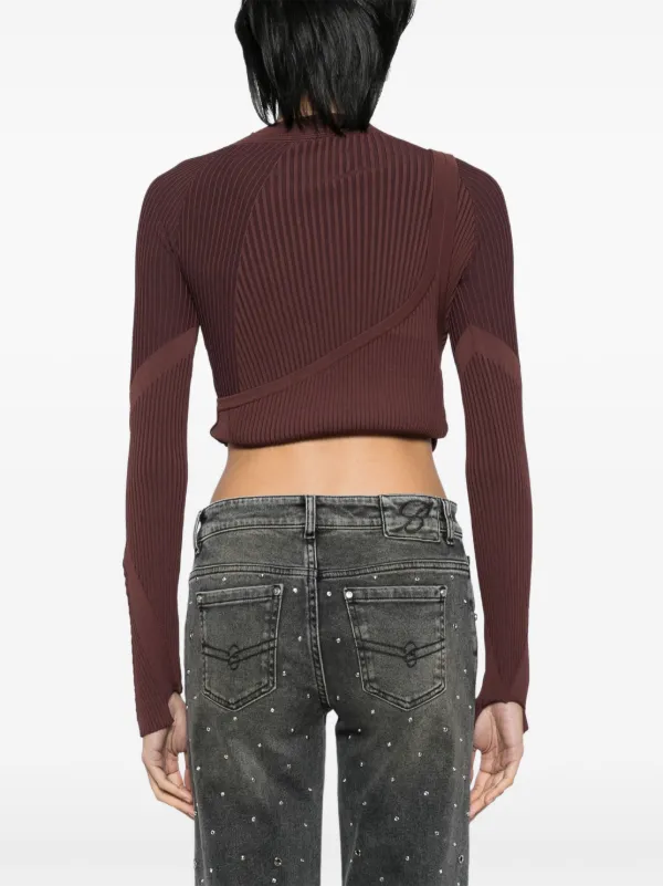 Feng Chen Wang slash-neck Knitted Top | Brown | FARFETCH