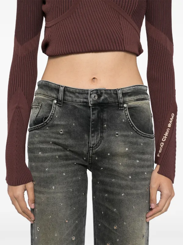 Feng Chen Wang slash-neck Knitted Top | Brown | FARFETCH