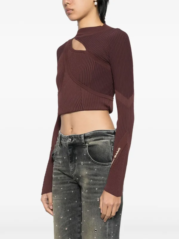 Feng Chen Wang slash-neck Knitted Top | Brown | FARFETCH