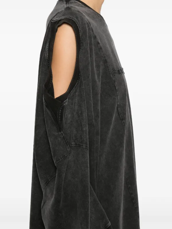 【関税込み】Feng Chen Wang ブラック Double Collar Tシャツ Double Neck T-shirt Black⎮Feng Chen Wang⎮Unfolloworld