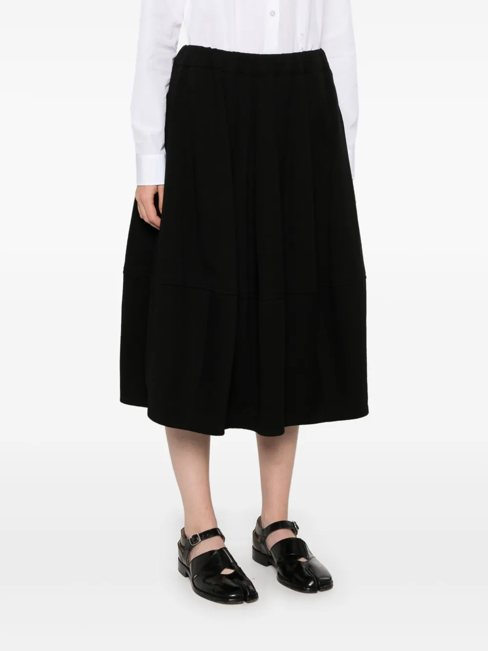 Shop Comme Des Garçons Wool Midi Skirt In Black