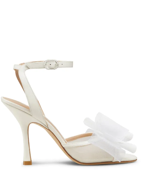 Stuart Weitzman 100mm Blushing Bow Sandals White FARFETCH UK