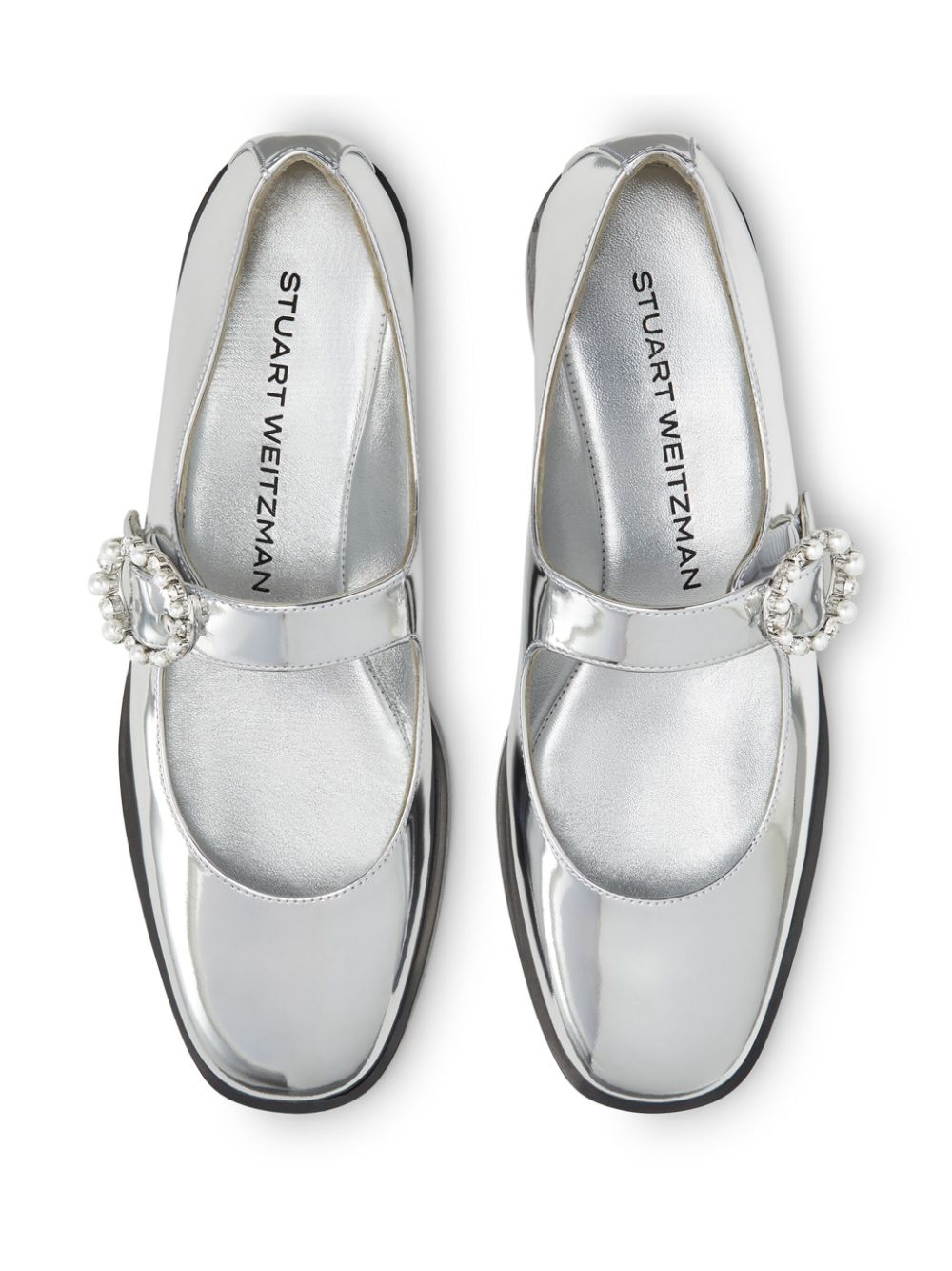 Stuart Weitzman Loralei ballerina's met kristallen Zilver