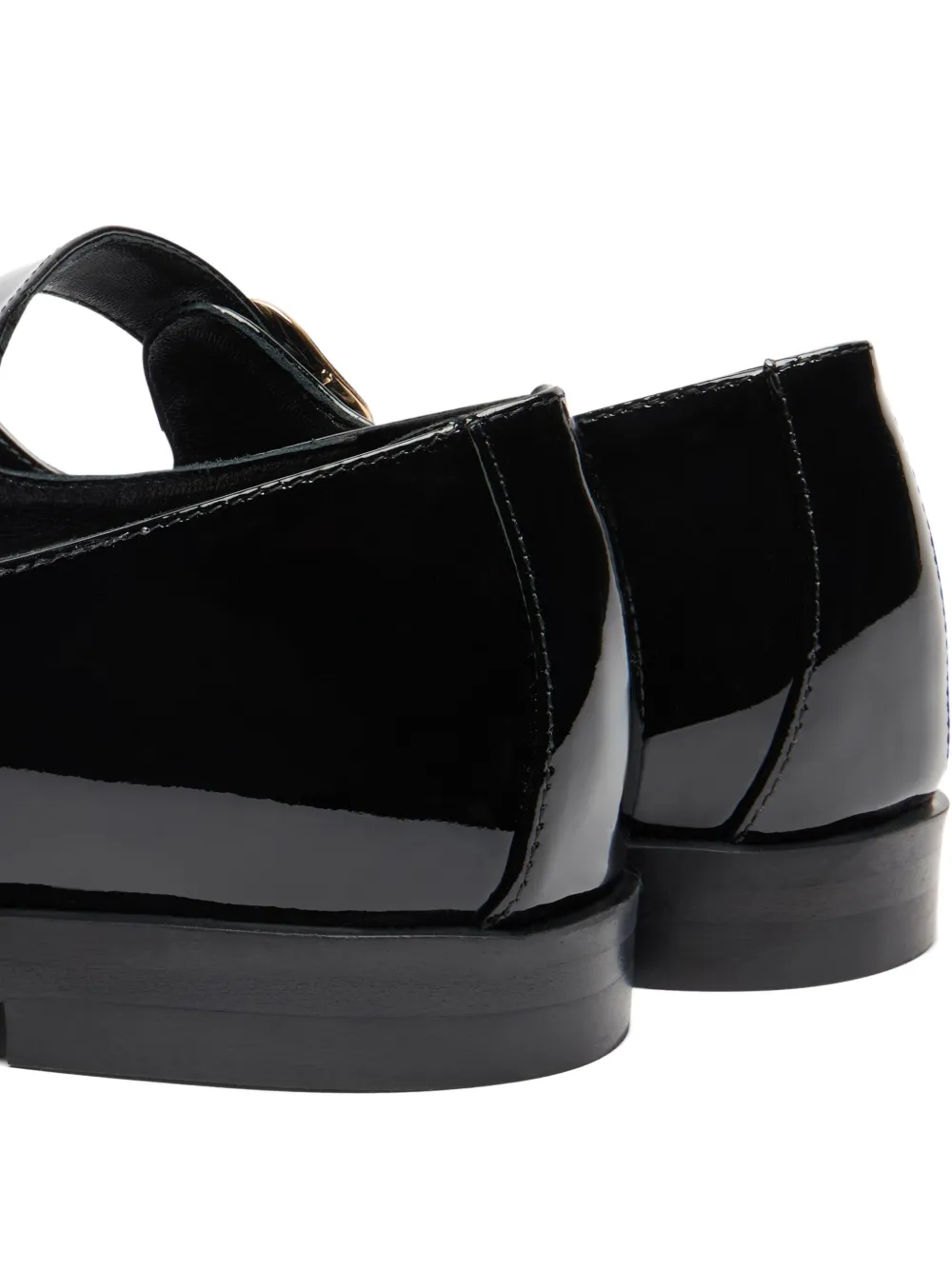 Stuart Weitzman buckle-strap patent-leather ballet flats Black