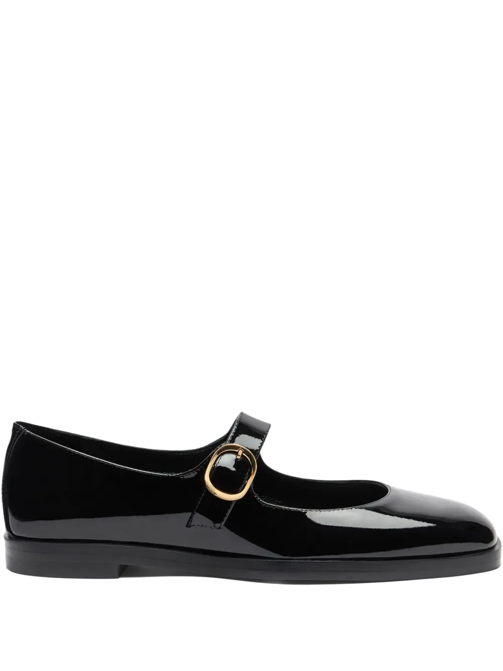 Stuart Weitzman buckle-strap patent-leather ballet flats Black