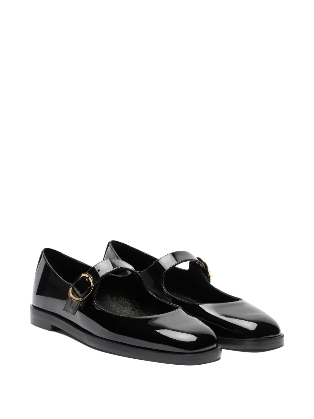Stuart Weitzman buckle-strap patent-leather ballet flats Black