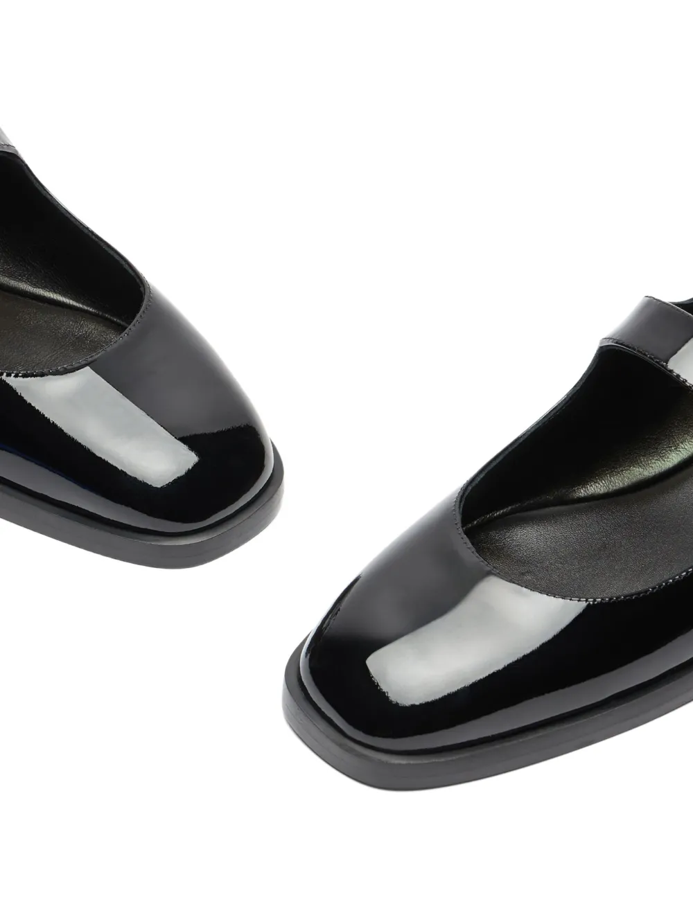 Stuart Weitzman buckle-strap patent-leather ballet flats Black