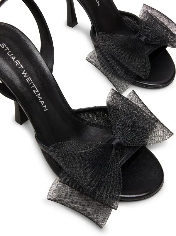 Stuart Weitzman 100mm Blushing Bow Sandals | Black | FARFETCH