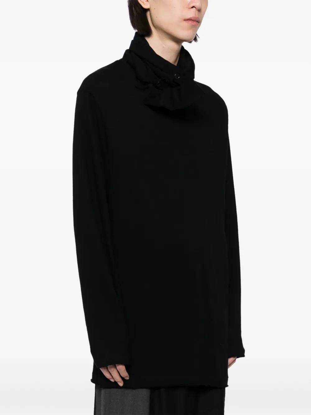 Yohji Yamamoto Katoenen T-shirt met lange mouwen Zwart