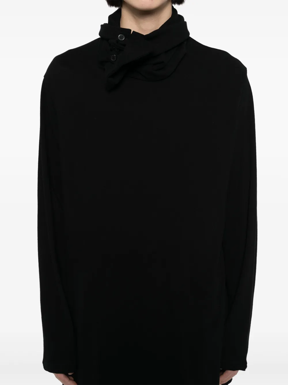 Yohji Yamamoto Katoenen T-shirt met lange mouwen Zwart