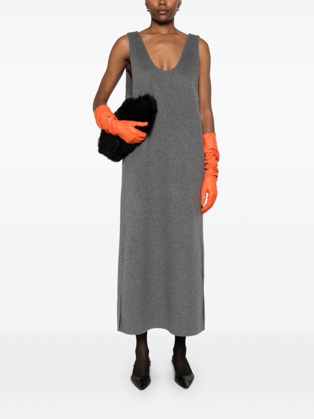 Shop Carven Wool Maxi Dress In Grey