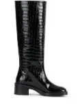 Stuart Weitzman crocodile-embossed leather boots - Black