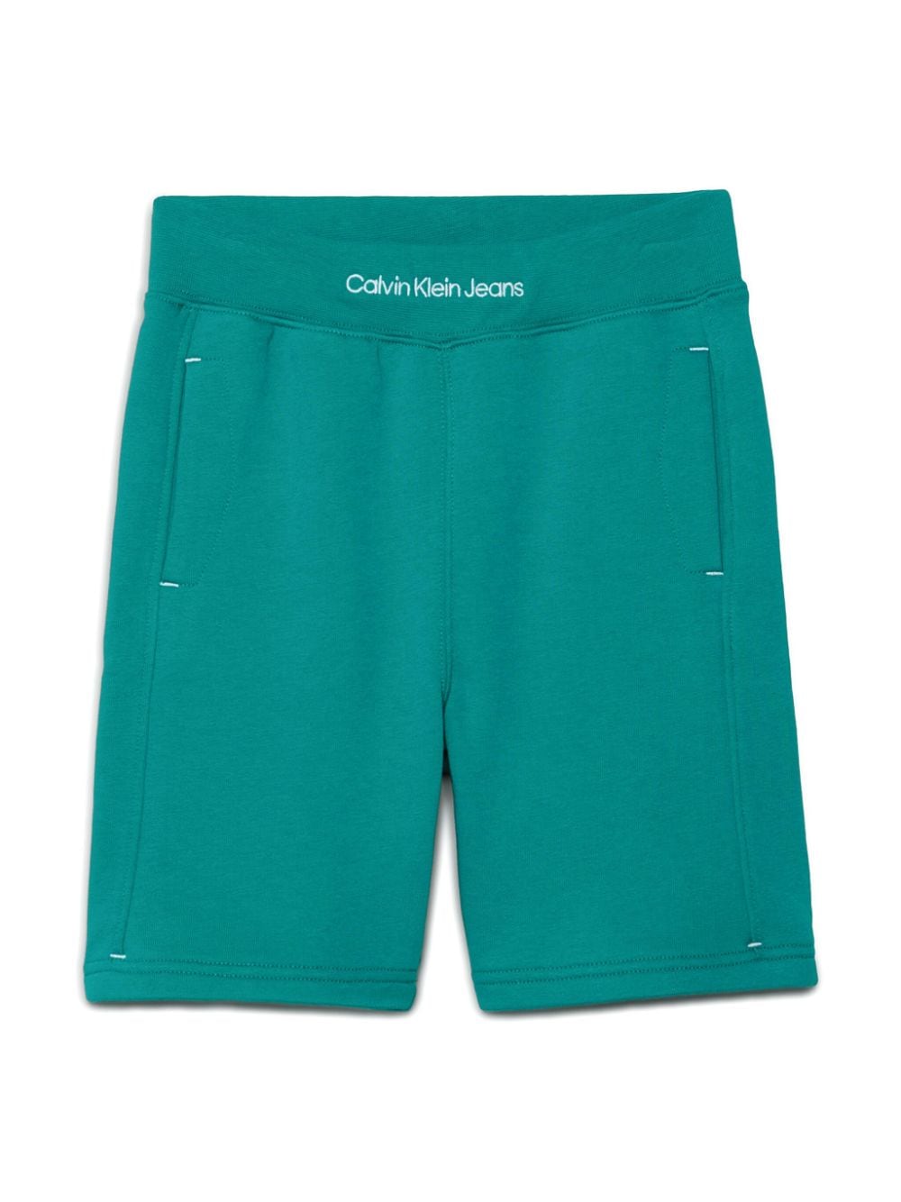 Calvin Klein Kids logo-waistband track shorts - Green