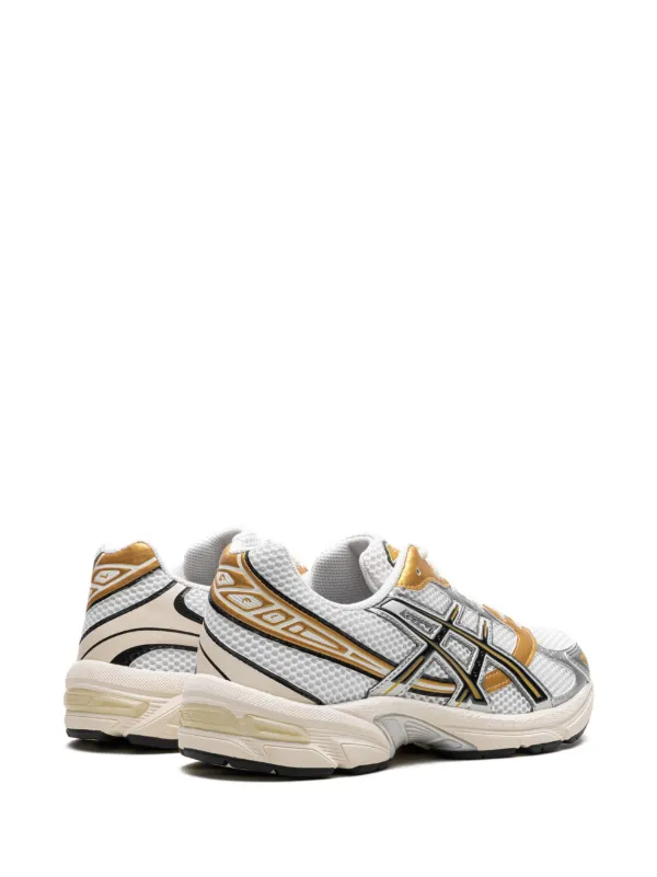 white and gold asics