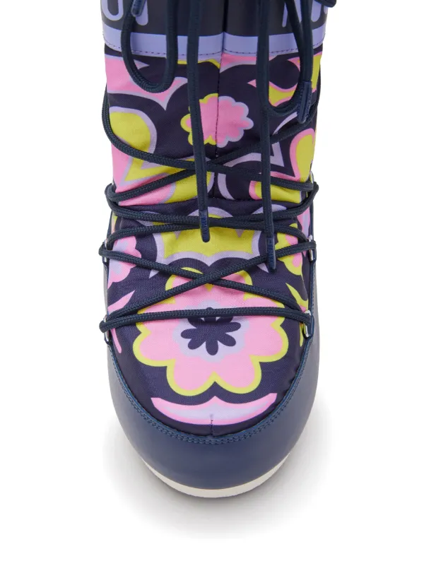 Moon Boot Kids Icon floral-print Snow Boots Purple FARFETCH KW